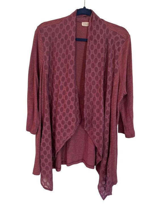 LOGO by Lori Goldstein Tops - LOGO Lori Goldstein Purple Open Waterfall Cardigan Sweater Knit Blouse Top XL